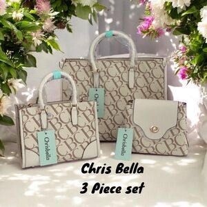 CHRISBELLA  AOPIYA LEATHER INDUSTRY SET OF THREE BAGS TOTE CROSSBODY